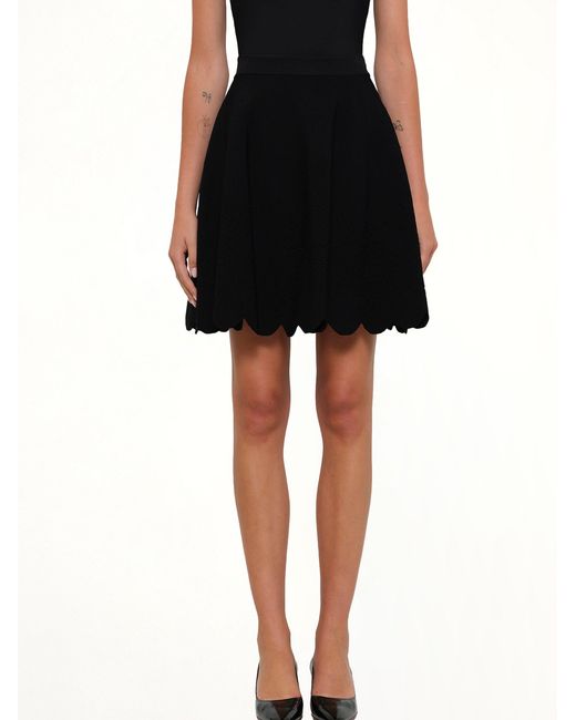 McQueen Black Embroidered Rose Mini Skirt