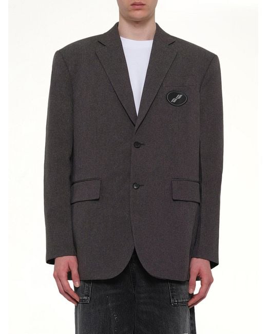 we11done Gray Oversized Suit Logo Blazer for men