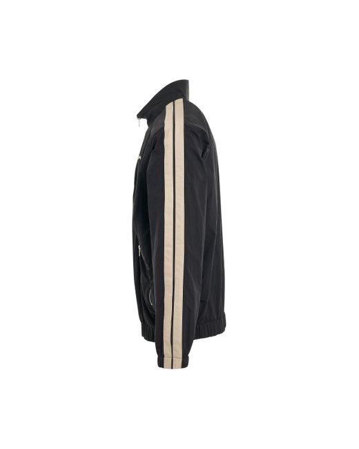 Palm Angels Black Nylon Stripe Track Jacket, Long Sleeves, , 100% Polyamide, Size: Medium for men