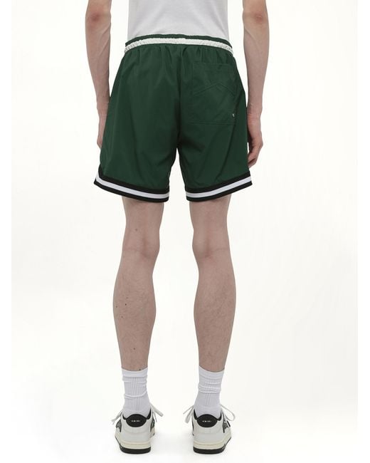 Rhude Green Logo Basketball Swim Shorts, 100% Polyester, Size: Large for men