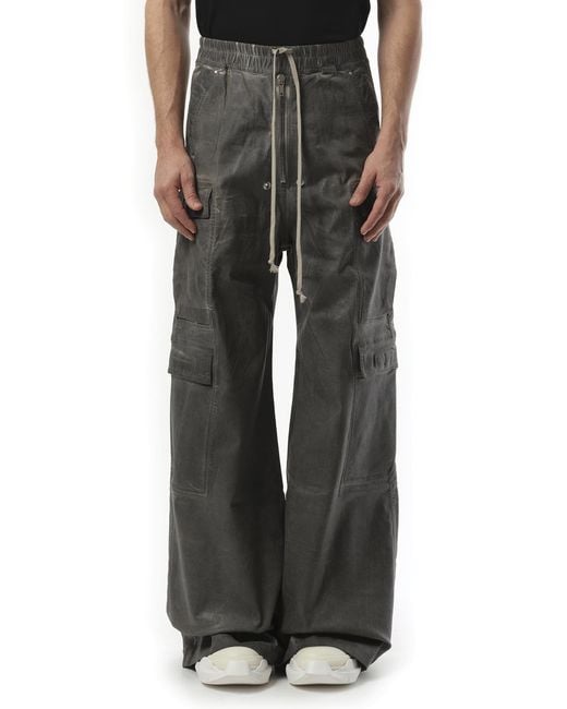 Rick Owens Black Double Cargo Jumbo Belas, 100% Cotton, Size: Small for men