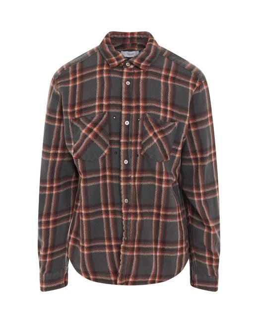 Facetasm Brown Shrunken Check Shirt for men