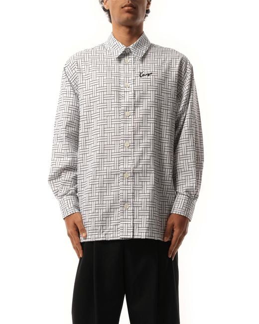 KENZO Gray Weave Oversized Shirt for men