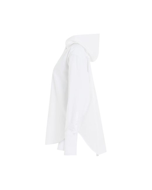 Loewe White Anagram Hooded Shirt, Long Sleeves, , 100% Algodon-Cotton