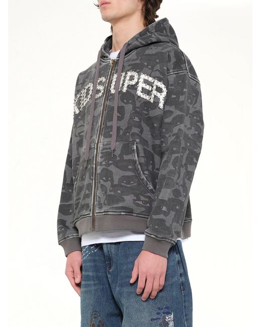 Kidsuper Gray Face Camo Hoodie for men