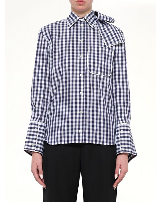 JWA Blue Scarf Gingham Shirt