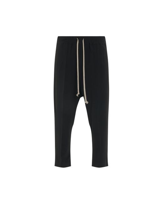 Rick Owens Black Woven Drawstring Astaires Cropped Pants