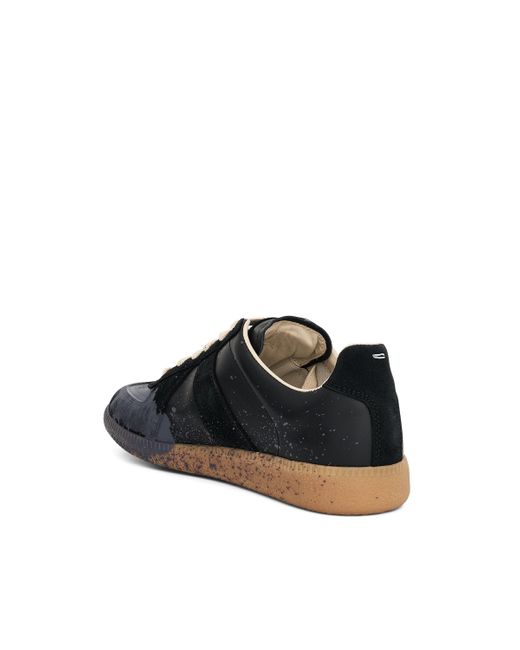 Maison Margiela Black Replica Paint Splatter Sneakers, /Pewter, 100% Cotton