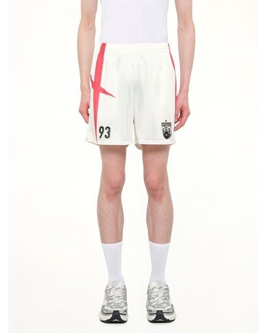 Represent White Printed Spike Football Shorts for men