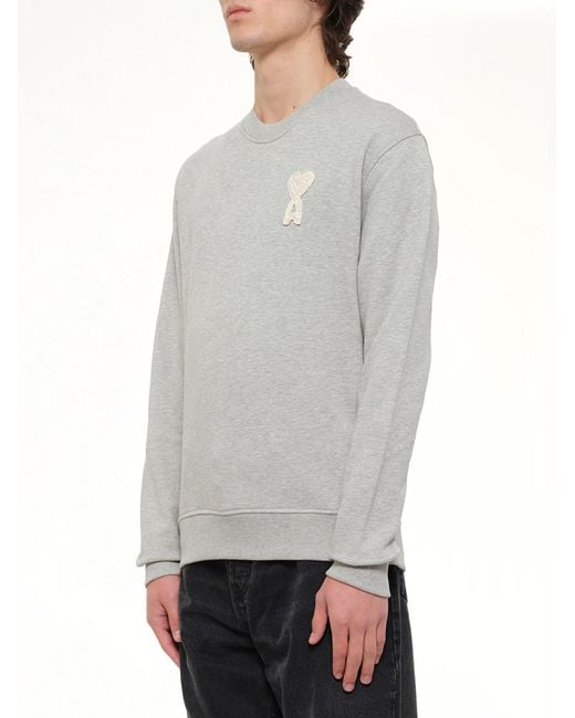 AMI Gray Knitted Adc Sweatshirt for men