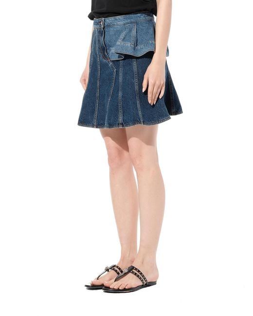 Alexander McQueen Blue Denim Dark Skirt