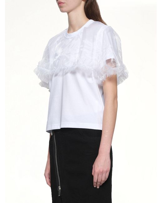 Noir Kei Ninomiya White Tulle T-Shirt
