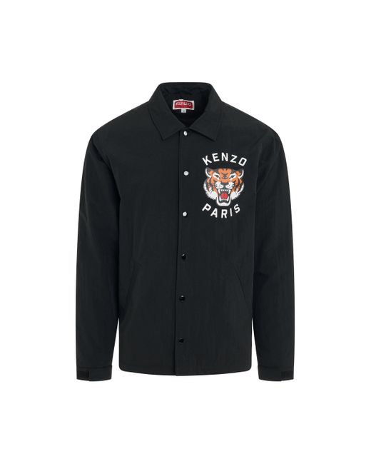 KENZO Black 'Lucky Tiger Padded Coach Jacket, Long Sleeves, , 100% Nylon, Size: Small for men
