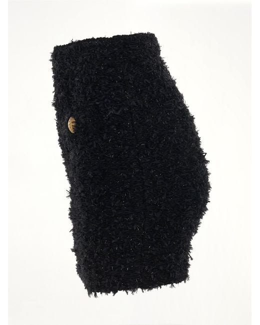 Balmain Black High Waisted 2 Pockets Tweed Short Skirt