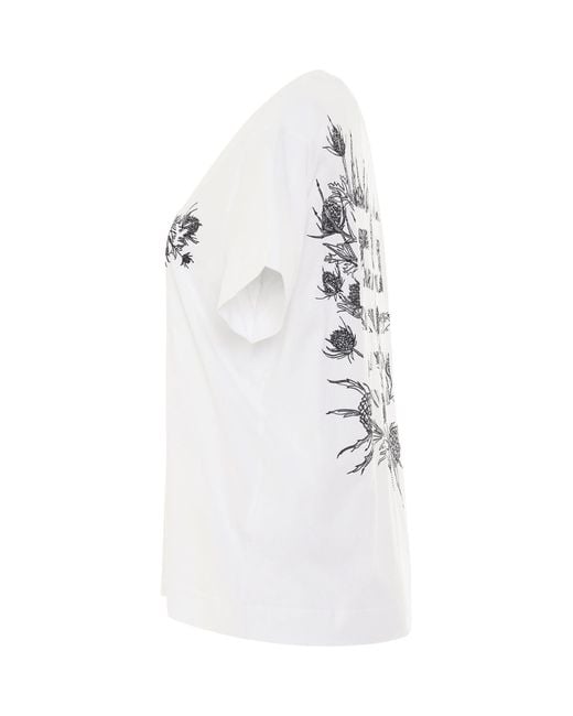 Givenchy White 4G Embroidered Logo Thistle T-Shirt