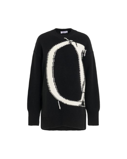 Off-White c/o Virgil Abloh Black Off- Ow Maxi Logo Knitwear, Long Sleeves, , 100% Wool