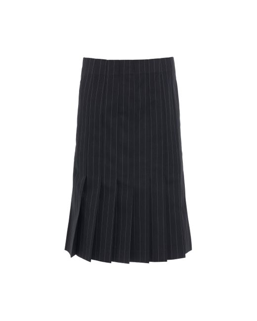 Sacai Blue Chalk Stripe Skirt, , 100% Cotton