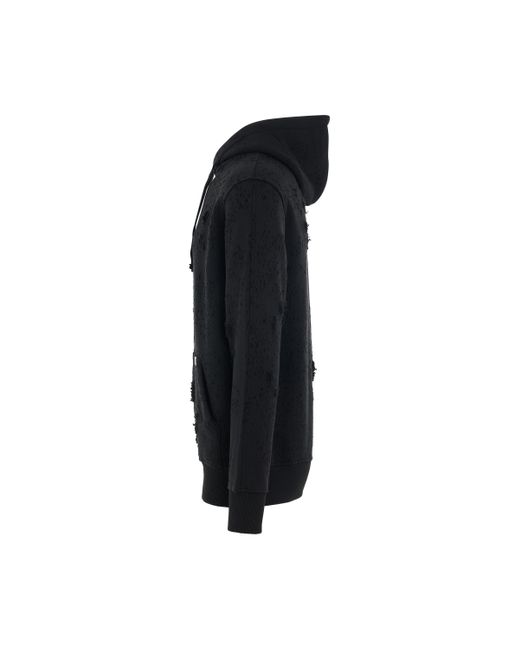 1017 ALYX 9SM Black Destroyed Lightercap Hoodie, Long Sleeves, , 100% Cotton, Size: Medium for men