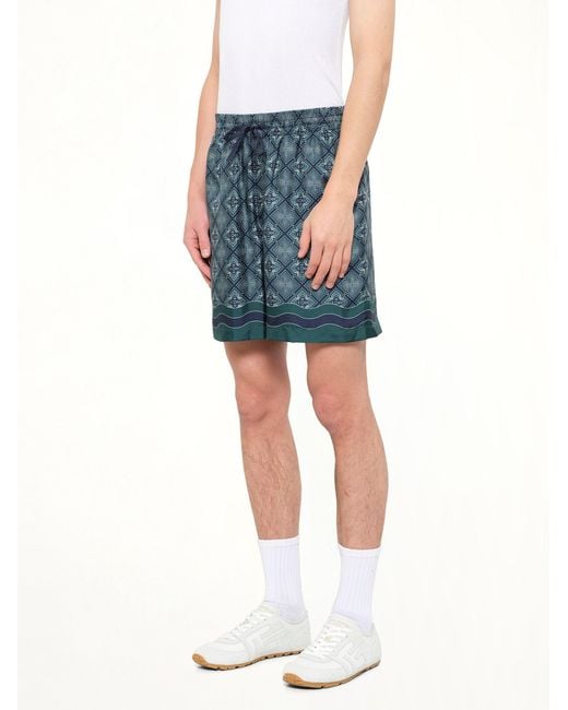 Casablanca Blue Radiating Monogram Silk Shorts for men