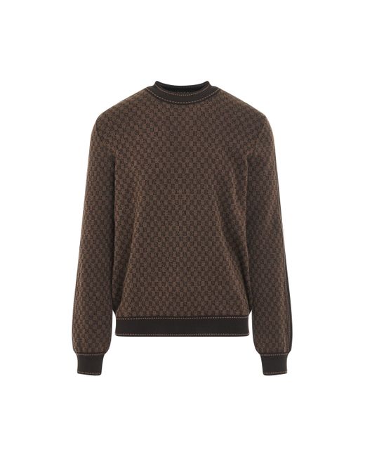 Balmain Brown Mini Monogram Jacquard Sweater for men