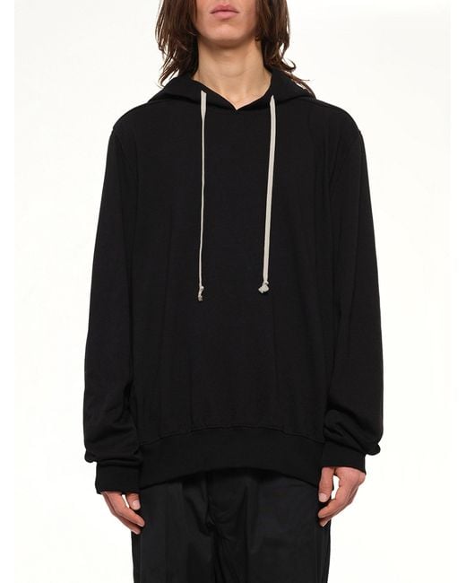 Rick Owens Black Heavy Jersey Hoodie for men