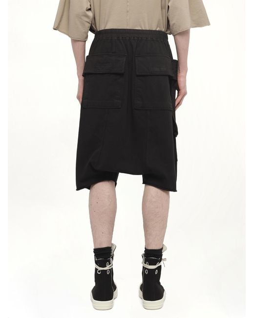 Rick Owens Black Creatch Cargo Pods, 100% Cotton for men