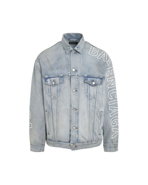 Balenciaga Blue 'Large Fit Denim Jacket, Dirty, 100% Cotton, Size: Small for men