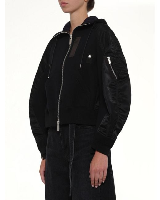 Sacai Black Sponge Sweat Twist Hoodie