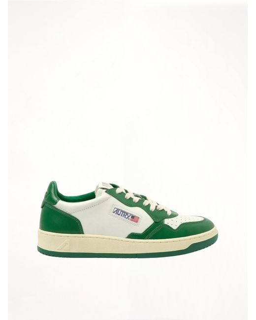 Autry Green Medalist Low Bicolour Sneakers, 100% Leather for men