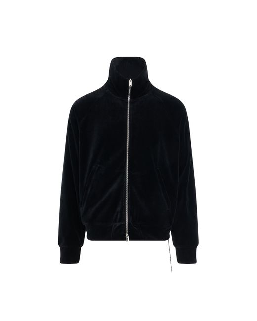 Mastermind Japan Black Velour Track Bomber Jacket, Long Sleeves, , 100% Cotton, Size: Large for men