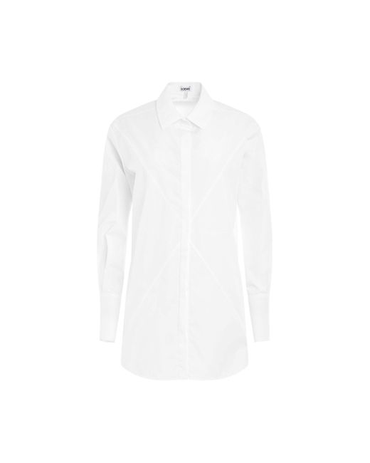 Loewe White Puzzle Fold Shirt, Long Sleeves, Optic, 100% Cotton