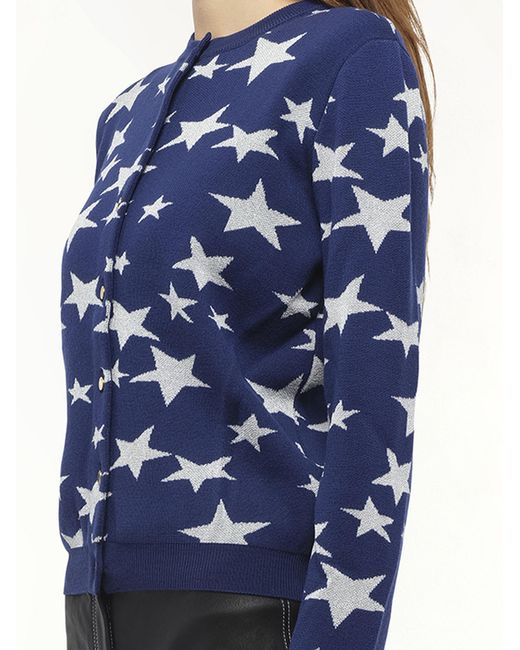 Loewe Blue Lurex Stars Cardigan, Size: Small