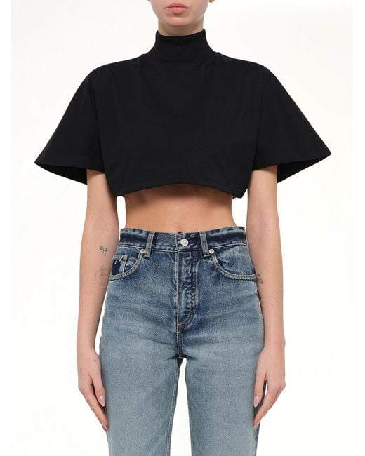 Alaïa Black Cotton Jersey Highneck T-Shirt