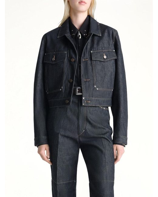 Lemaire Blue Cropped Blouson With Studs