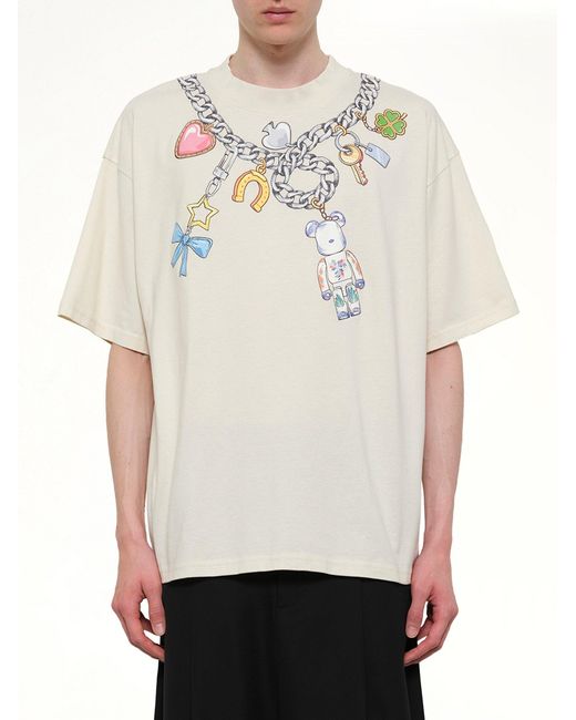Egonlab White Bearbrick Print Cotton T-Shirt for men
