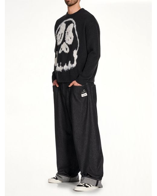 Y-3 Black Skull Graphic Knit Sweater for men