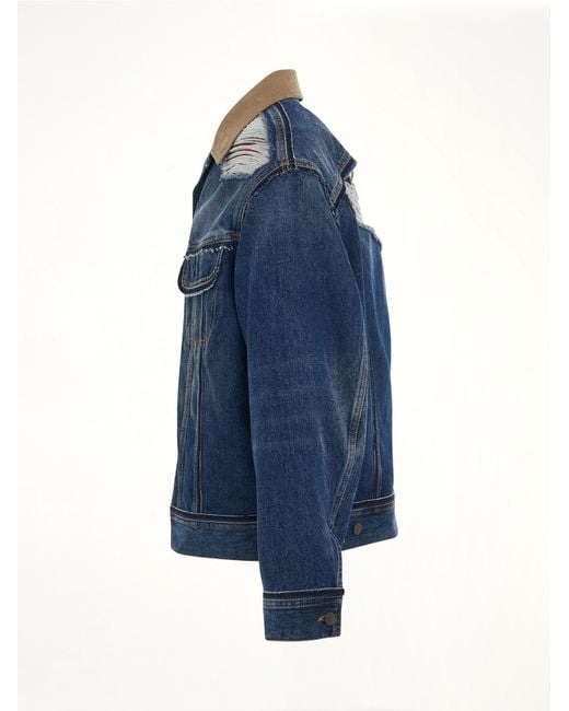 Maison Margiela Blue Deconstruction Cut-Out Denim Jacket, Long Sleeves, 100% Cotton for men