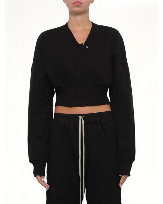 Rick Owens Black Flight Jacket Cropped