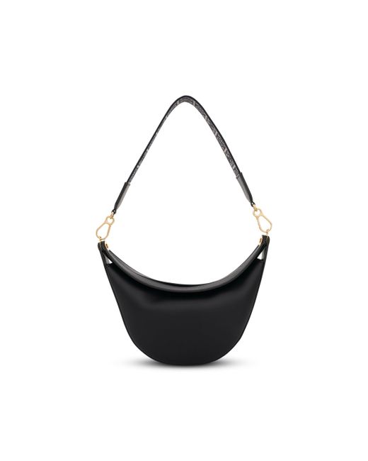 Loewe Small Luna Bag In Satin Calfskin And Jacquard Strap In Black