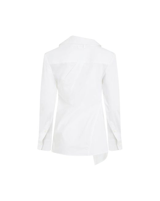 Jacquemus White Pablo Asymmetric Shirt, Long Sleeves, , 100% Cotton