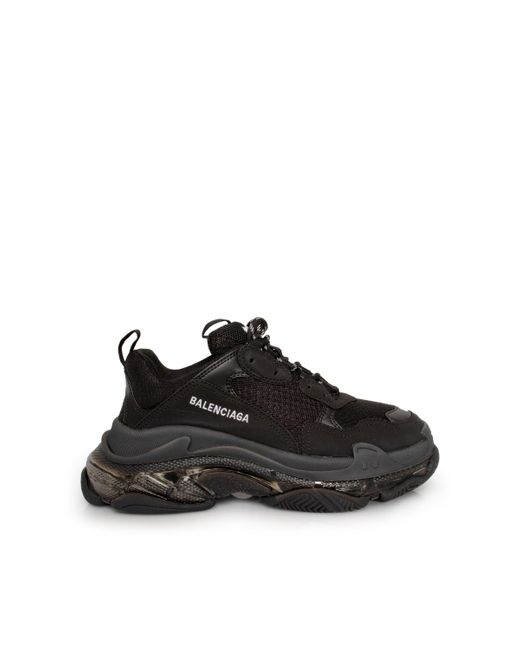 Balenciaga Black Triple S Clear Sole Sneakers, , 100% Polyester for men