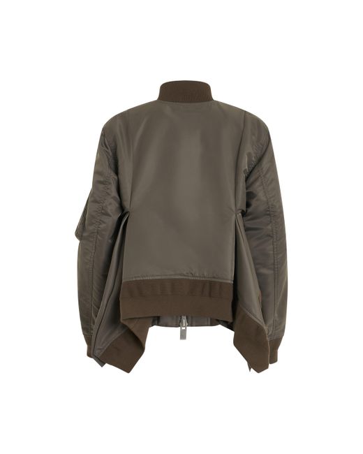Sacai Green Nylon Twill Ma-1 Jacket, Long Sleeves, , 100% Nylon