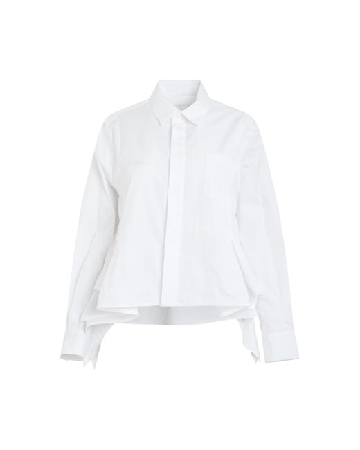 Sacai White Rushed Thomas Mason Cotton Poplin Shirt, Long Sleeves, Off, 100% Cotton