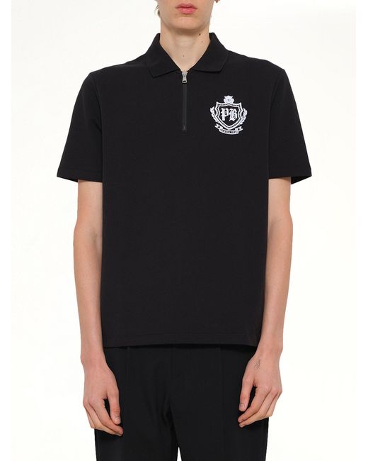 Balmain Black College Emblem Polo for men