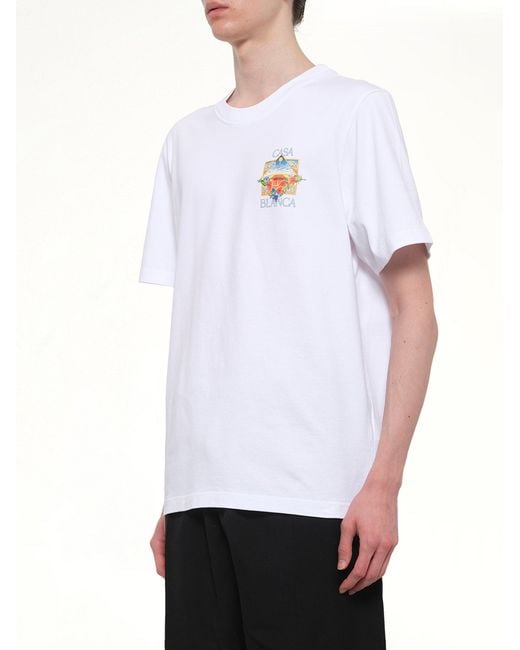 Casablanca White Tennis Landscape 2 Classic T-Shirt for men