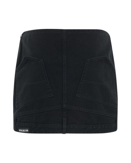 Balenciaga Black Upside Down Denim Mini Skirt, , 100% Cotton