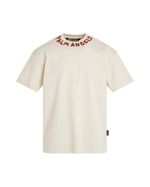 Palm Angels White 'Seasonal Logo T-Shirt, Short Sleeves, Off, 100% Cotton, Size: Small for men