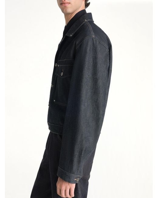 Lemaire Blue Trucker Jacket With Studs for men