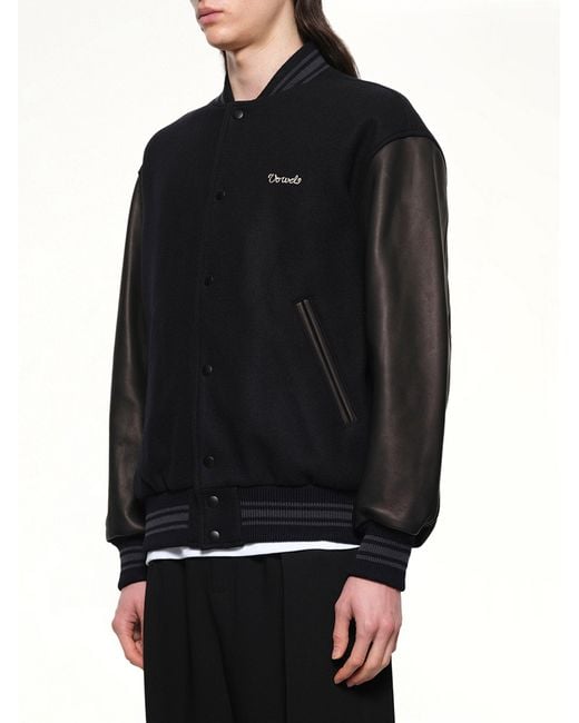 vowels Black Varsity Jacket for men
