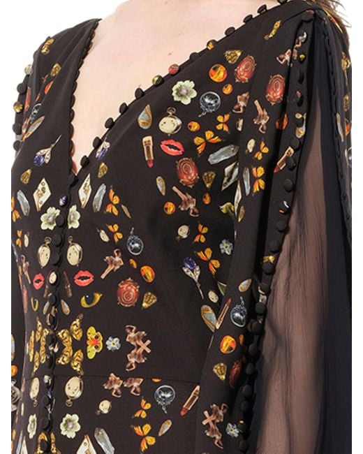 McQueen Black Long Sleeve Silk Dress